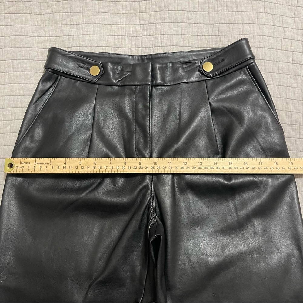 Loft Curvy Button Tab Slim Pants Faux Leather Size 2 - Picture 7 of 11